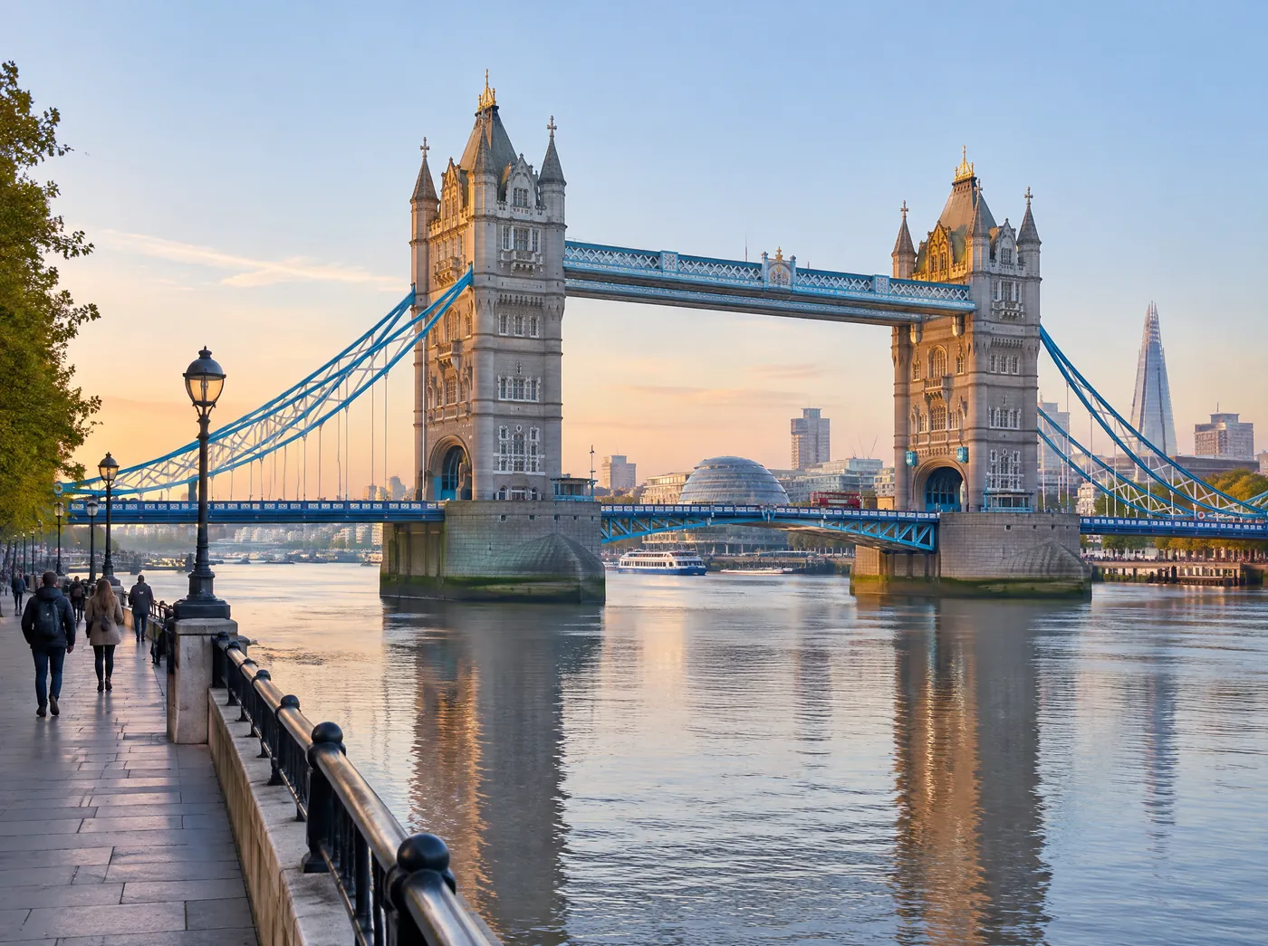 Tower Bridge over the River Thames in London in the early morning